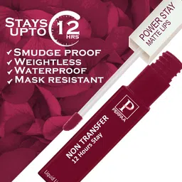 PERPAA Set of 2 Power Stay Liquid Matte Lipsticks 5ml Each - Cherry Red+Apple Red image 5