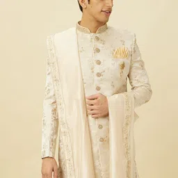 Manyavar Self Designed Sherwani & Churidar With Dupatta image 5