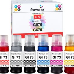 Ravaria Compatible GI 73 Ink For Cn G570, G670 Printer Black + Tri Color Combo Pack Ink Bottle-image-59