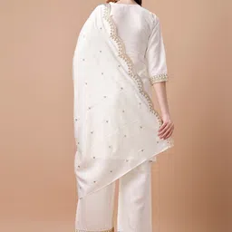 KALINI Ethnic Motifs Embroidered Regular Thread Work Kurta with Palazzo & Dupatta image 2