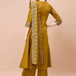KALINI Regular Thread Work Kurta With Palazzos & Dupatta image 5