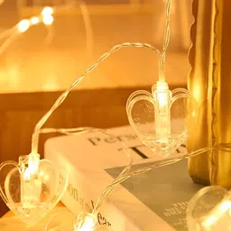 SPARK WORLD Yellow & White Heart Shape String Lights image 5