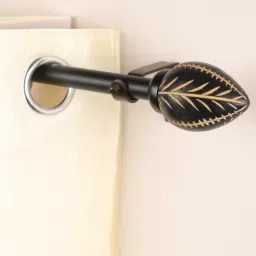 the decor mart Black Powder Coated Iron Curtain Rod (84 to 144 Inches) With Bracket-picture-26