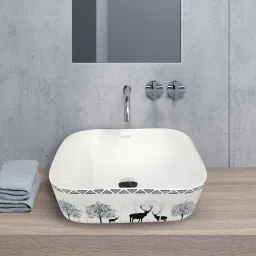 Table Top Premium Designer Ceramic Wash Basin(UP-Deer1) (Deer1)(16*12*6) Table Top Basin-image-23