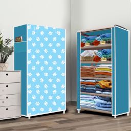 5 Layer Baby Paw Print PP Collapsible Wardrobe-image-86
