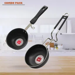 Nonstick & Iron Cookware Combo - 1 Tadka Pan + 1 Tadka Pan Tadka Pan 12 cm diameter 0.5 L capacity-picture-14