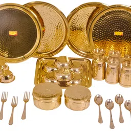 shivshakti arts Pack of 46 Brass Dinner Set-picture-32