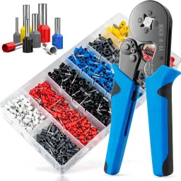 Wire Crimping Tool Kit, Ferrule Crimping Tool, Self Adjusting Square Electrician Wire Crimper Plier for AWG23-7 with 1200pcs Ferrule Wire Copper Crimp Connector Manual Crimper-13