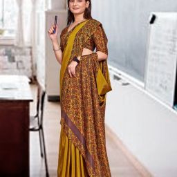 Printed, Solid/Plain Daily Wear Crepe Saree-picture-10