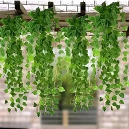 Pack of 4 Artificial Money Plant creeper Leaf Garland For Hanging vine Artificial Plant-4