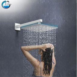 (8x8 inch) Stainless Steel Ultra Slim Rain Shower Head with 12 inch Arm Fixed Mount-image-85