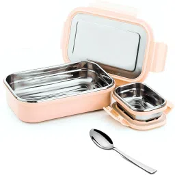 Stainless Steel Lunch Box with Spoon, Lunch Box for School Tiffin Box 2 Containers Lunch Box-image-31