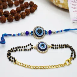 Bhaiya Bhabhi Designer Exclusive Evil eye Pair Rakhi for bhai bhabhi Assorted Rakhi Set-image-13