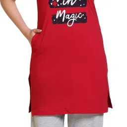 Women Night Suit Set Maroon, Grey Printed-image-4