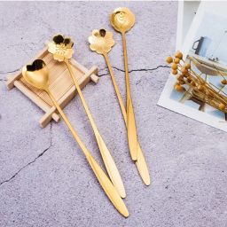 4pcs Golden Spoon Set/Coffee Spoon/Dessert Spoon/Cutlery Kitchen Tableware Disposable Stainless Steel Cutlery Set-image-68