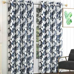 exporthub Grey Polyester Floral 5ft Blackout Eyelet Window Curtains (Pack of 2)-picture-27