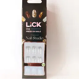 LICK Set Of 30 Reusable Artificial Press On Nails - Transparent With Blue image 3