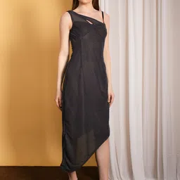 Stylecast X Hersheinbox Printed Asymmetric Mesh Midi Dress image 5