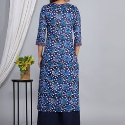 ELVISH JAIPUR Bandhani Printed Round Neck Thread Work Kurta with Palazzos & Dupatta image 5