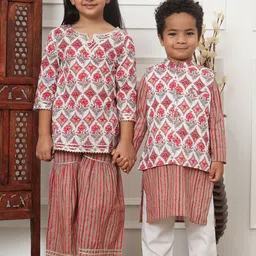 Readiprint Fashions Boys Striped Pure Cotton Kurta With Pyjamas & Nehru Jacket-9