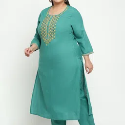 Sringam Ethnic Motifs Embroidered Regular Thread Work Kurta With Trousers & With Dupatta image 5