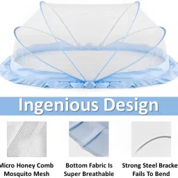 lifekrafts Nylon Infants Baby Folding Crib Mosquito Net BLUE Color Crib net Big Size Mosquito Net image 4