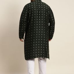 SOJANYA PLUS Men Green Self Design Kurta with Pyjamas image 2
