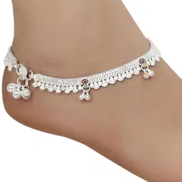 AanyaCentric Set Of 2 Silver-Plated Anklets With Gold-Plated Chain image 5