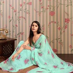 Ode by House of Pataudi Floral Poly Georgette Ready to Wear Saree-image-40