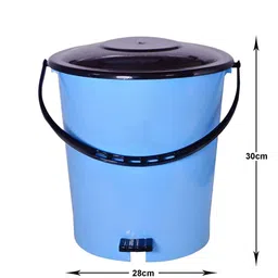 Kuber Industries Blue & Black Set Of 2 Solid 10L Pedal Wastebin With Handle image 4