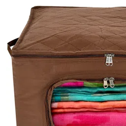 Kuber Industries Set Of 2 Brown Solid Multi-Utility Cloth Organisers image 2