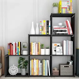 Plastic Metal 6 Shelf Book Organizer Plastic Open Book Shelf-24