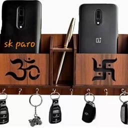 Key hanger/Key holder/2 pocket mobile stand/pen holder Wood Key Holder-image-65