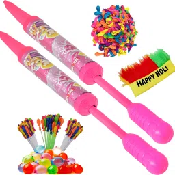 (2 Pichkari+3 Magic Balloon+100 Water Balloon+1 Holi Cap)for Kids Holi Party Fun Water Gun-image-59