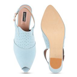 Shoetopia Girls Textured Pointed Toe Block Heels With Backstrap image 3