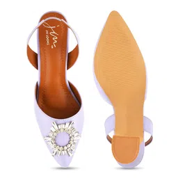 JM Looks Embellished Pointed Toe Block Mules With Backstrap image 4