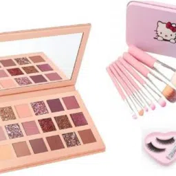 VULPIX Professional Nude Eyeshadow & Hello Kitty Soft Makeup Brushes & Eye Lashes-image-63