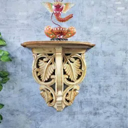 disoo fashions Leaf Hand Carved Natural Finish Wooden Floating Shelf by Disoo Fashion-picture-29