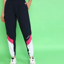 Women Colorblock Dark Blue Track Pants-image-95