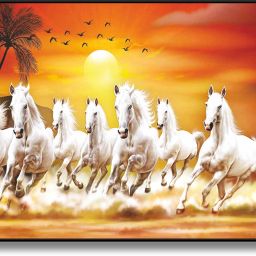 7 Running horses Vastu UV textured Digital Reprint 14 inch x 11 inch Painting-25