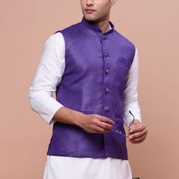 SHOWOFF Slim-Fit Woven Nehru Jacket-27