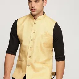 SHOWOFF Slim Fit Mandarin Collar Nehru Jacket-35