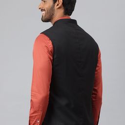 MR BUTTON Mandarin Collar Woven Nehru Jacket image 2