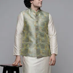 MAAHI FABS Abstract Printed Woven Nehru Jacket image 2