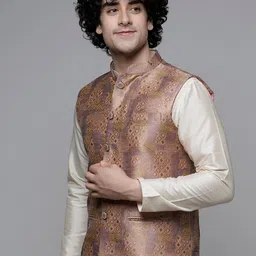MAAHI FABS Geometric Printed Woven Nehru Jacket image 3