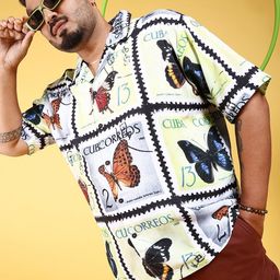 hardsoda by the indian garage co HARDSODA Plus Size Conversational Printed Cuban Collar Casual Shirt image 5