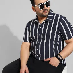 Instafab Plus Size Men Striped Casual Cotton Shirt-image-16