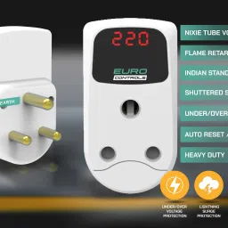 euro SVP-16 16 Amp Digital Adjustable Under/Over Voltage Protector & Spike Protector Socket Voltage Guard with Display Time Delay & India Compatible socket & Plug image 3
