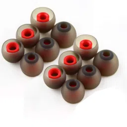 Everything4u 12 pcs Red, Grey Double Color Silicon Earbuds, Eartips In The Ear Headphone Cushion-image-82