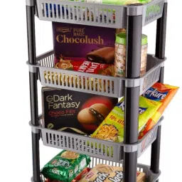 Kitchen Rack Plastic 4 Shelf Multipurpose Plastic Office Basket Plastic Kitchen Trolley-image-37